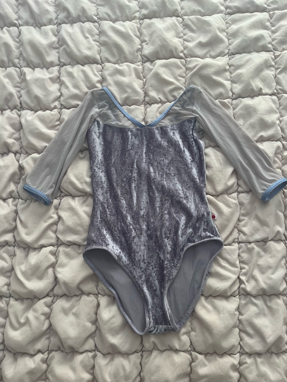 Yumiko mesh half sleeve velvet leotard